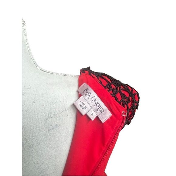 Kay Unger New York red cocktail Christmas dress size 4 - Picture 9 of 12
